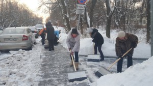 Сотрудники управы помогли очистить от снега территорию района Царицыно