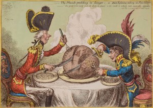«Рождественский пудинг в опасности, или Ужин государственных гурманов», Джеймс Гилрей, 1805