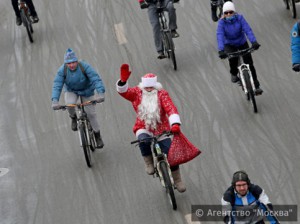 Зимний велопарад в Москве