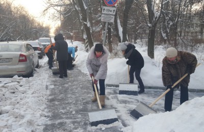 Сотрудники управы помогли очистить от снега территорию района Царицыно