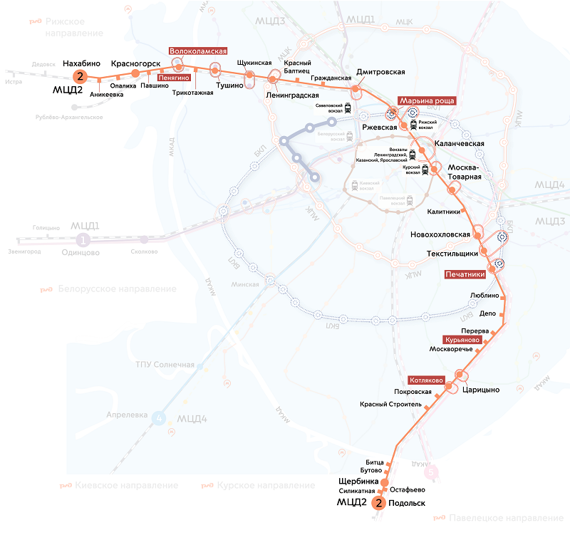 Мцд подольск схема станций на карте с метро